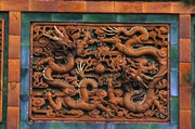 墙体龙雕图片 龙纹雕刻图案
