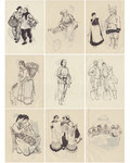 人物速写素材 70年代人物线描图