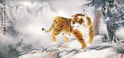 老虎水墨画图片