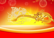 金色飞龙背景 传统新年背景素材