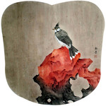 扇面花鸟工笔画图片 南窗孤影