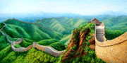超写实长城油画 长城风景油画大图