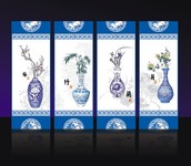 梅兰竹菊屏风图片素材 植物花卉移门图 