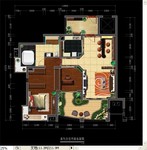 两室两厅彩色户型图