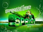 春季活动促销海报 SPRING艺术字