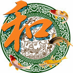 圆形古典花纹图案 企业文化挂画素材