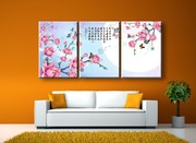 沙发背景墙图片 鲜花三拼无框画大图