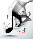 创意图片素材 墨迹音乐符号矢量图