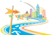 蜿蜒的城市道路矢量图