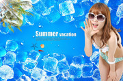 夏季服饰海报素材 性感比基尼女图片