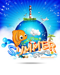 夏季促销海报设计 夏日卡通海报