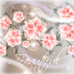 透明粉红花朵 鲜花背景矢量素材