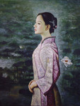 古典女子写实油画图片