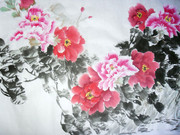 盛开牡丹水墨画