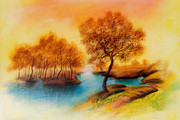 秋天风景油画图片