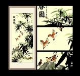 报春图装饰画 竹报平安国画素材