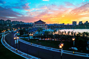 城市晚霞景色素材图片