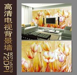 百合花电视背景墙 油画百合图片