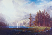 雪山风光油画下载