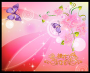 粉红花朵素材 蝶恋花相册背景