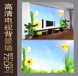 绿色清新背景墙下载