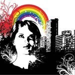 女性人物头像 非主流花纹矢量素材