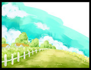 春天郊外风景插画