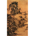 青山画阁图 古代山水名画