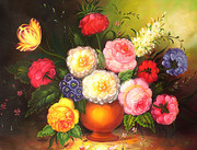 一瓶鲜花油画图片