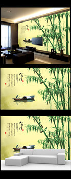 清新绿竹背景墙图片