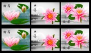 漂亮的荷花三联无框画下载