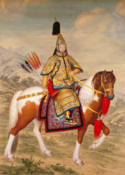 清郎世宁乾隆皇帝戎装大阅图轴
