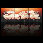 三联罂粟花无框画图片
