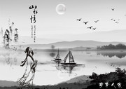 中国风水墨国画背景
