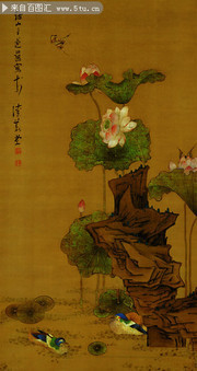 荷花鸳鸯图_明_陈洪绶