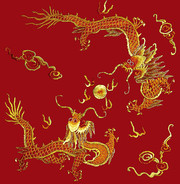 二龙戏珠刺绣图片