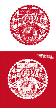 春字羊年剪纸矢量