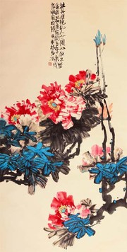 国画牡丹图 艳压群芳水墨画