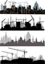 建筑工地建筑剪影