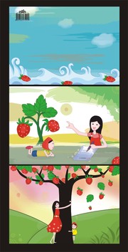 草莓姑娘插画图片