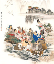 八仙过海工笔画_ 近代_任率英