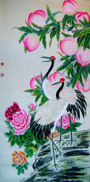 富贵长寿国画图片素材