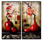 红色花瓶里的梅花装饰画