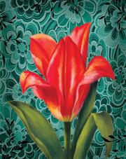 红色花朵油画装饰画