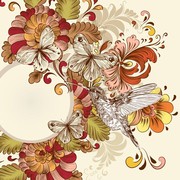 蜂鸟花卉矢量图
