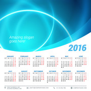 时尚蓝色2016年日历表