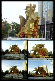 广场黄金龙雕像下载