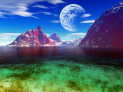 山石湖泊美景图片