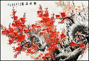 梅开五福国画装饰画