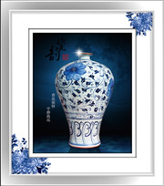 青花瓷花瓶装饰画